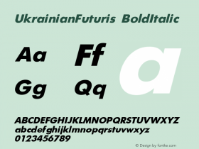 UkrainianFuturis BoldItalic 001.000 Font Sample