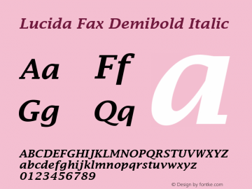 Lucida Fax Demibold Italic Version 1.00 Font Sample