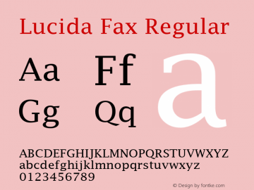 Lucida Fax Regular Version 1.50 Font Sample