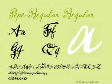 Pepe-Regular Regular 4.005 Font Sample