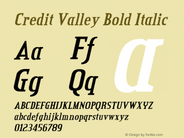 Credit Valley Bold Italic Version 2.000 2004图片样张