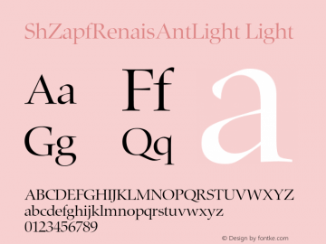 ShZapfRenaisAntLight Light 001.000 Font Sample