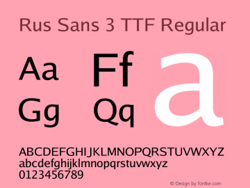Rus Sans 3 TTF Regular Version 1.1000 Font Sample