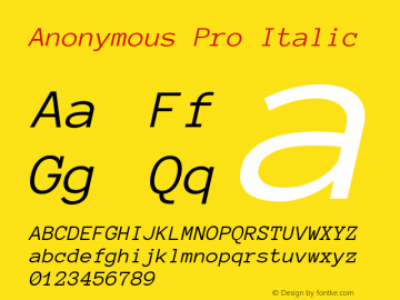 Anonymous Pro Italic Version 001.000图片样张