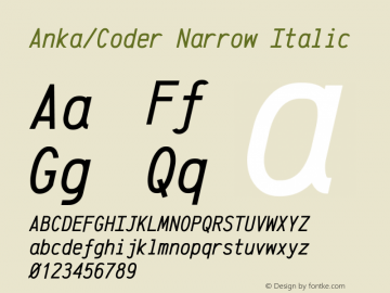 Anka/Coder Narrow Italic Version 001.000图片样张