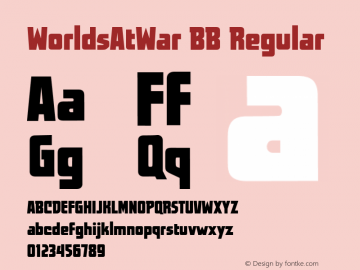 WorldsAtWar BB Regular Version 1.000 Font Sample
