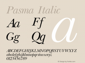 Pasma Italic 001.001 Font Sample