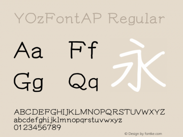 YOzFontAP Regular Version 12.18 Font Sample