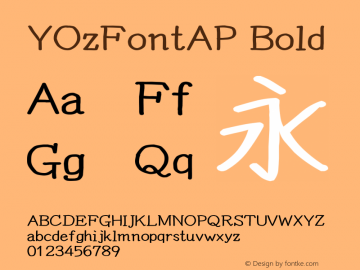 YOzFontAP Bold Version 13.00 Font Sample