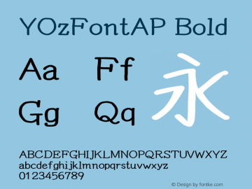 YOzFontAP Bold Version 13.10 Font Sample