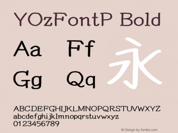 YOzFontP Bold Version 12.18 Font Sample