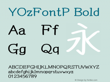 YOzFontP Bold Version 13.00 Font Sample