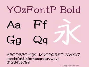 YOzFontP Bold Version 13.03 Font Sample