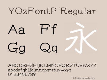 YOzFontP Regular Version 13.03 Font Sample