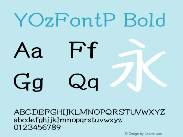 YOzFontP Bold Version 13.05 Font Sample