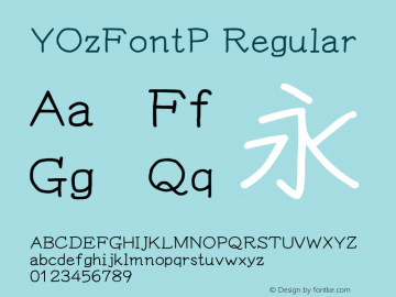 YOzFontP Regular Version 13.10 Font Sample