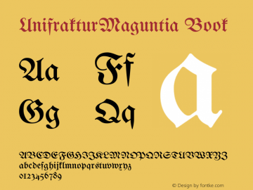 UnifrakturMaguntia Book Version 2012-10-27 Font Sample