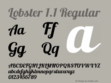 Lobster 1.1 Regular Version 1.001 2010 Font Sample