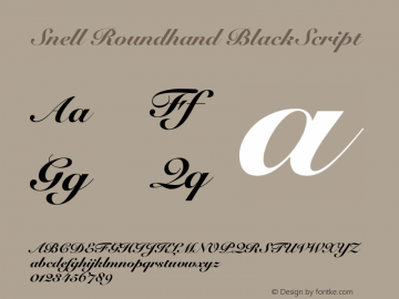 Snell Roundhand BlackScript Version 001.000 Font Sample
