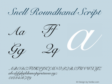 Snell Roundhand Script Version 001.001图片样张