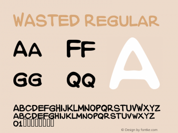 WASTED Regular Macromedia Fontographer 4.1.2 11/23/99 Font Sample