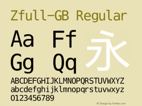 Zfull-GB Regular Version 1.0 Font Sample