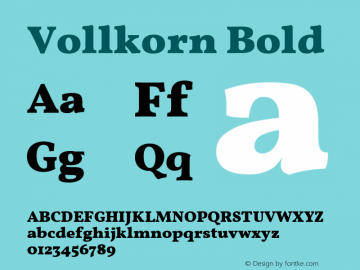 Vollkorn Bold Version 2.001 Font Sample
