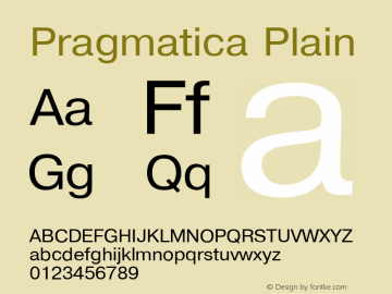 Pragmatica Plain 001.001 Font Sample