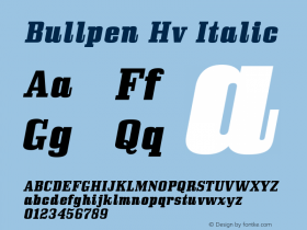 Bullpen Hv Italic Version 5.000 Font Sample