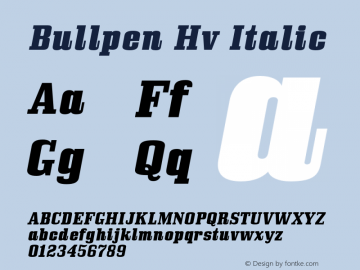 Bullpen Hv Italic OTF 5.000;PS 001.001;Core 1.0.29图片样张