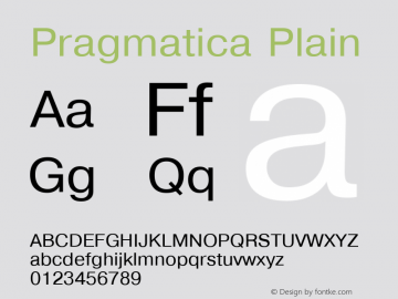 Pragmatica Plain 1.0 Wed Mar 16 19:57:33 1994 Font Sample