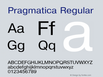 Pragmatica Regular Converted from d:\win\system\P1_HNT.TF1 by ALLTYPE Font Sample
