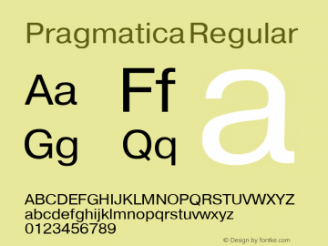 Pragmatica Regular Converted from t:\PRN_____.TF1 by ALLTYPE Font Sample