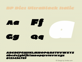 BP Diet UltraBlack Italic Version 001.000 Font Sample