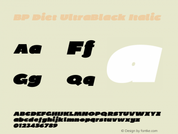BP Diet UltraBlack Italic Version 001.000 Font Sample