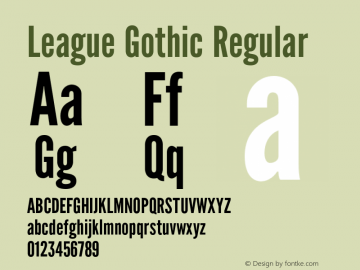 League Gothic Regular Version 1.000 Font Sample