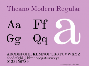 Theano Modern Regular Version 1.00 Font Sample