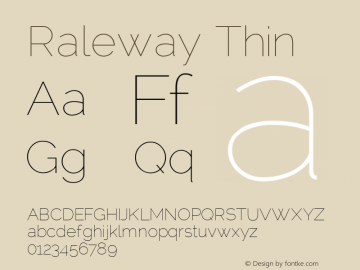 Raleway Thin Version 001.001 Font Sample