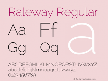 Raleway Regular Version 1.006 Font Sample