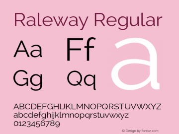 Raleway Regular Version 1.006 Font Sample