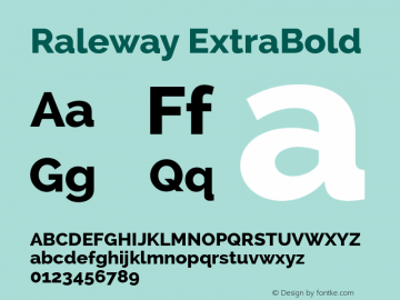 Raleway ExtraBold Version 2.000 Font Sample