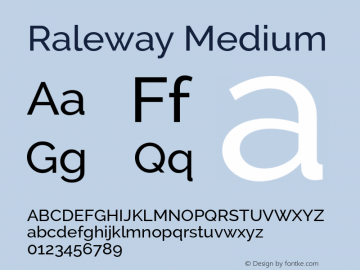 Raleway Medium Version 2.000 Font Sample
