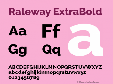 Raleway ExtraBold Version 2.001 Font Sample