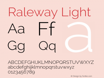 Raleway Light Version 2.001 Font Sample