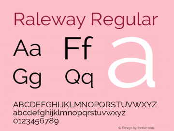 Raleway Regular Version 2.001 Font Sample