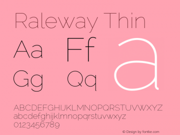 Raleway Thin Version 2.001 Font Sample
