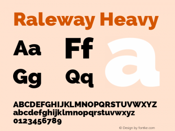 Raleway Heavy Version 2.001; ttfautohint (v0.8) -G 200 -r 50图片样张