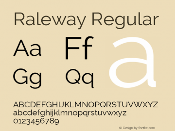 Raleway Regular Version 2.001; ttfautohint (v0.8) -G 200 -r 50图片样张