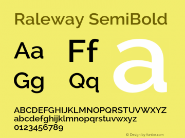 Raleway SemiBold Version 2.002 Font Sample