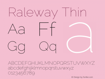 Raleway Thin Version 2.001 Font Sample
